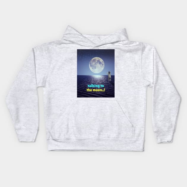 talking to the moon... Kids Hoodie by Pirikiti +